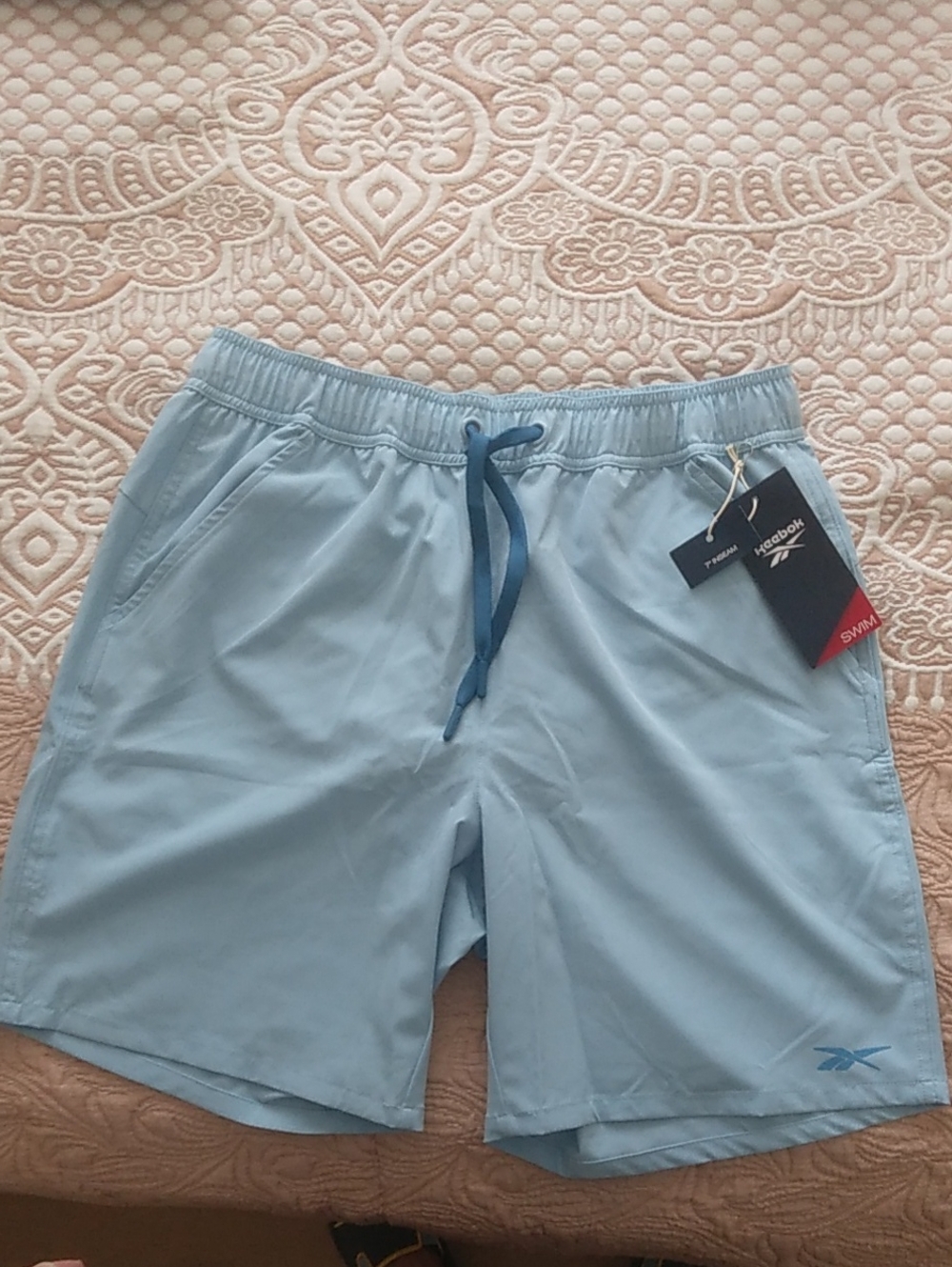 Reebok Mens Swim Trunks Size S Lite Blue 7" Inseam